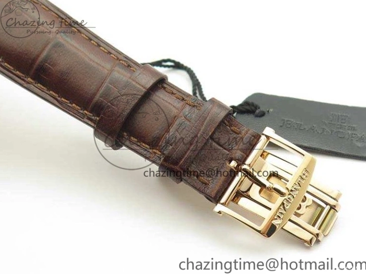 0824 Villeret 6651 RG ZF 1:1 Best Edition White Dial On Brown Leather Strap A ComfortFit 8097